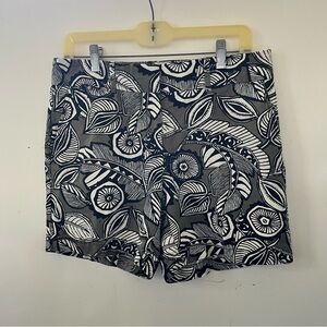 Ann Taylor LOFT Black White Floral Linen Blend Bermuda Shorts - Women's Size 6